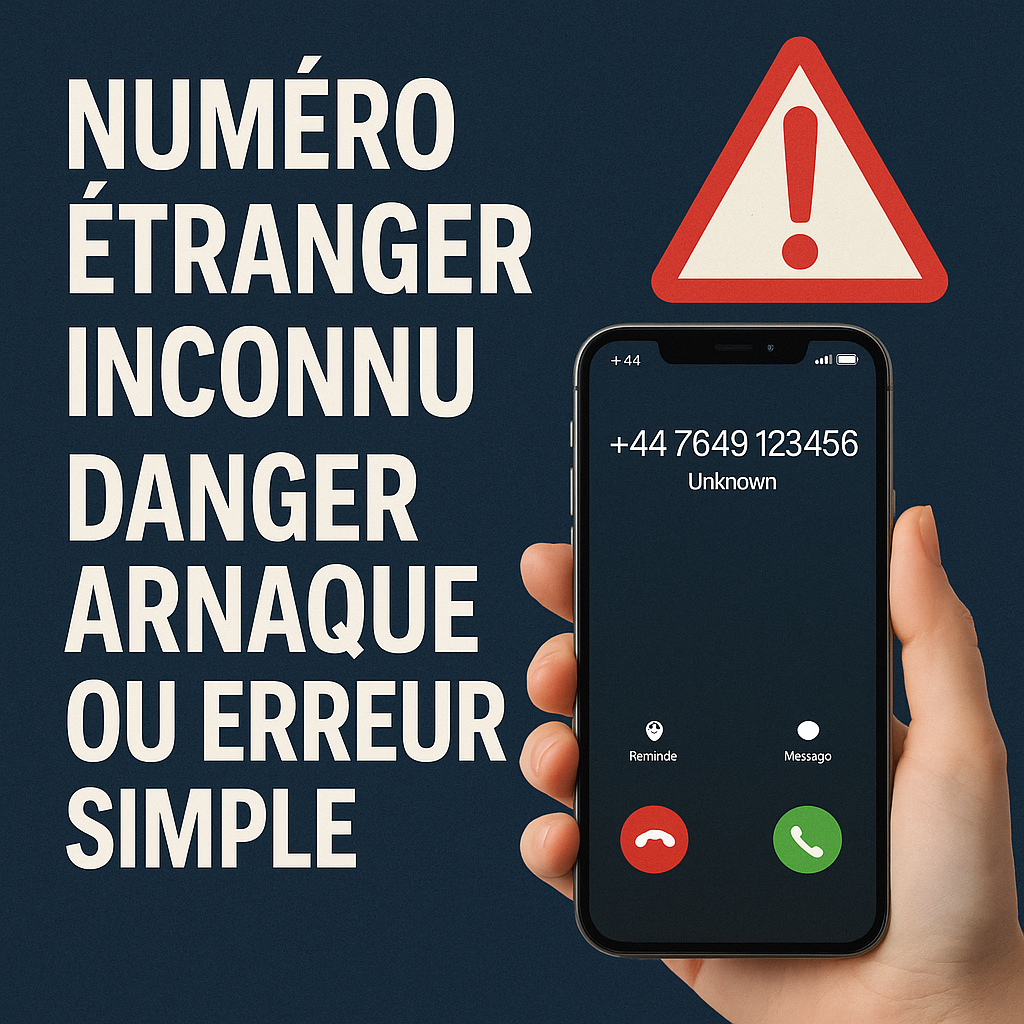 Illustration of Numéro étranger inconnu danger arnaque ou erreur simple