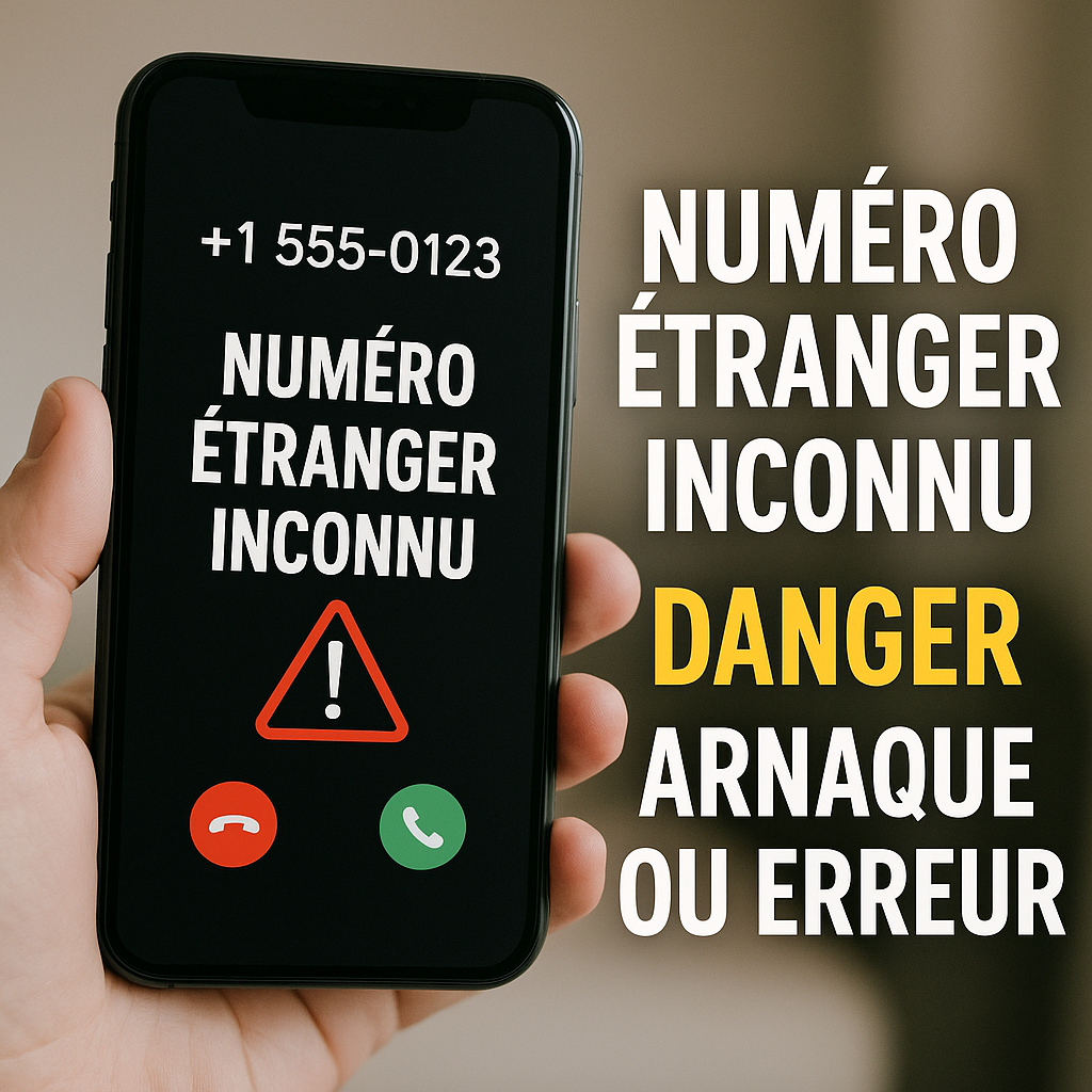 Illustration of Numéro étranger inconnu danger arnaque téléphone ou erreur